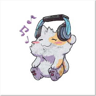 headphone music cats Posters and Art